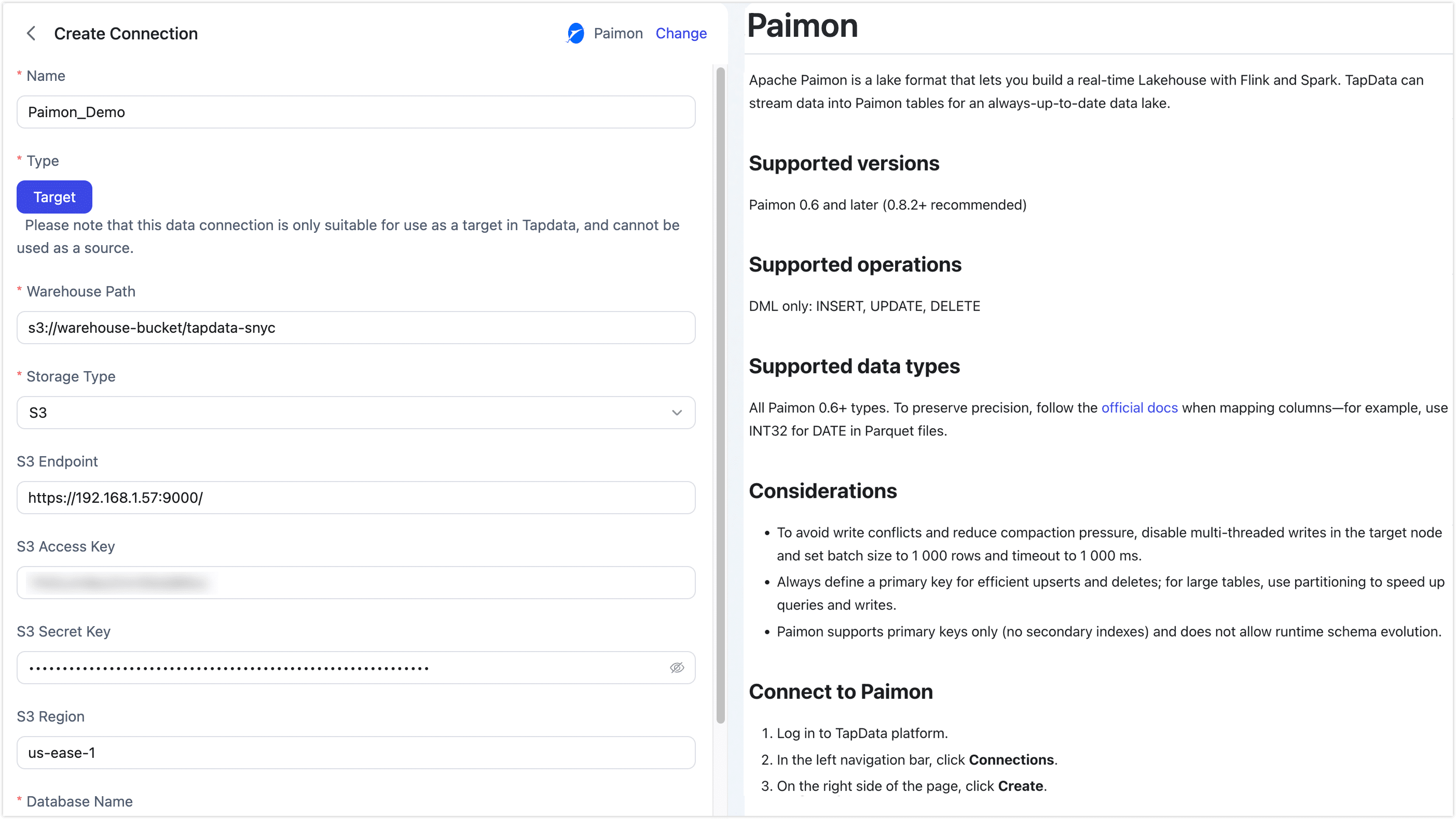 Connect to Paimon