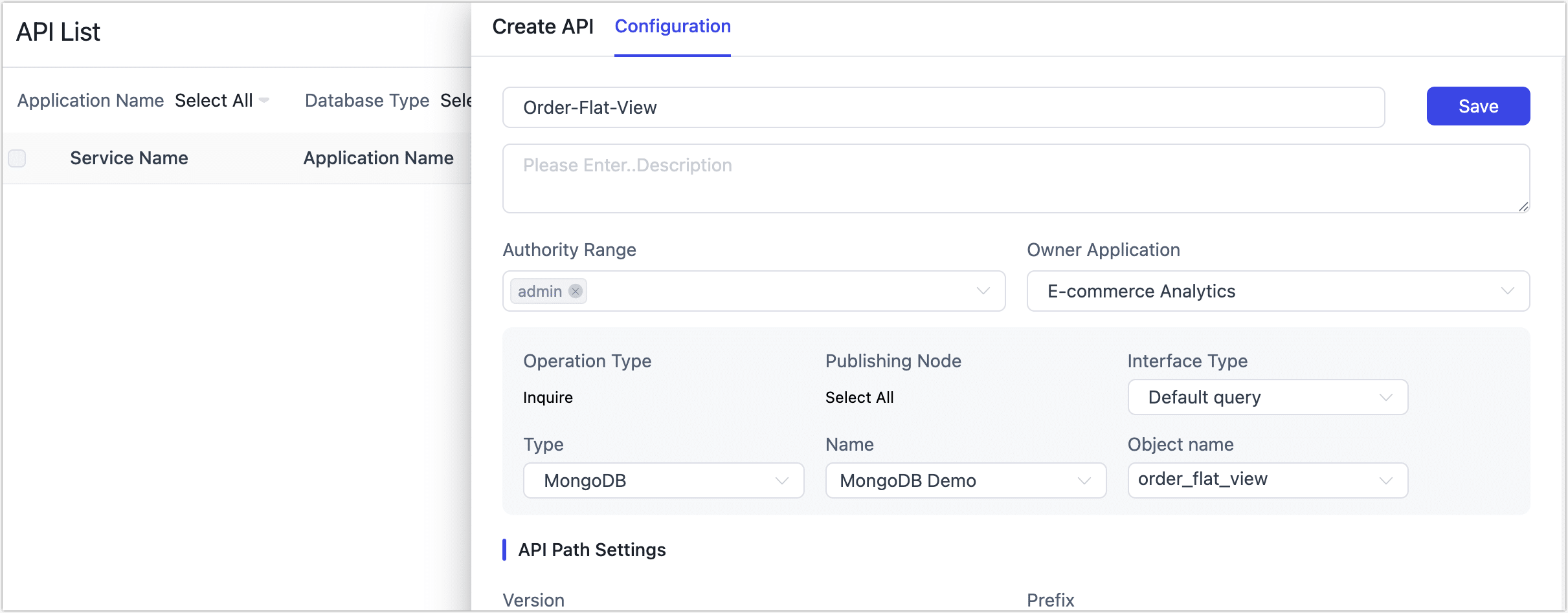 Create API for view