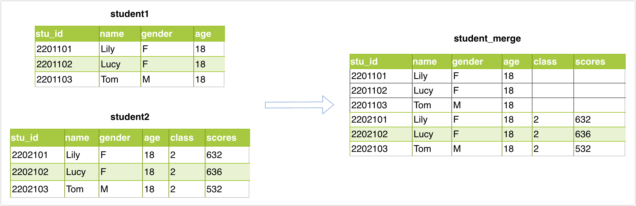Append merge data sample